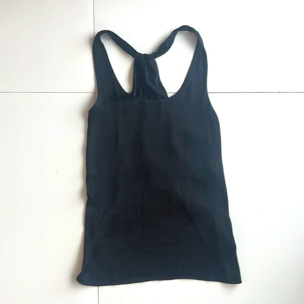 Black silky racer back tank top